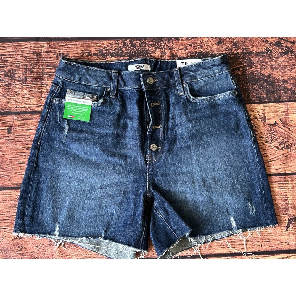 TOMMY‎ HILFIGER Denim Blue Jean Mom Shorts Button-fly Size 8